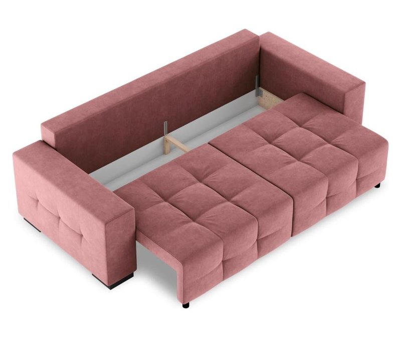 Canapea extensibila 3 locuri Alto Velvet Pink